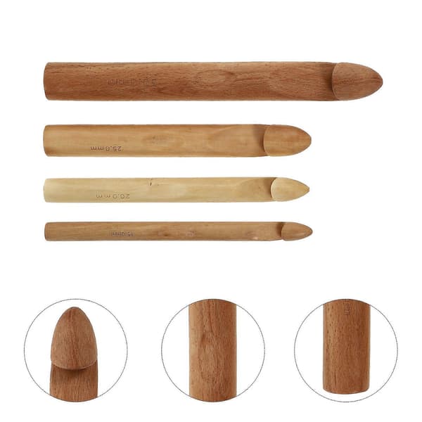 Ljusbrun virknål i trä stickverktyg för gör-det-själv-bruk 4-pack [DB]