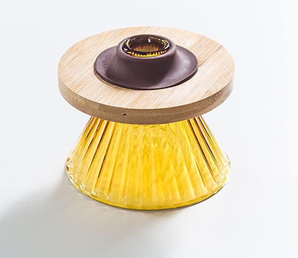Præget glas Pour Over kaffefilter, kaffedrypper med træpude grøn - Green