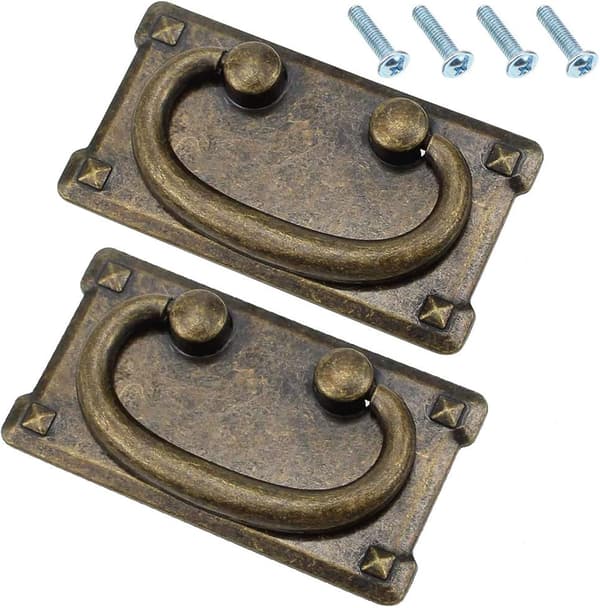 2 Klassiske Skuffehåndtag, Med Skruer, Vintage Antik Bronze Skuffehåndtag