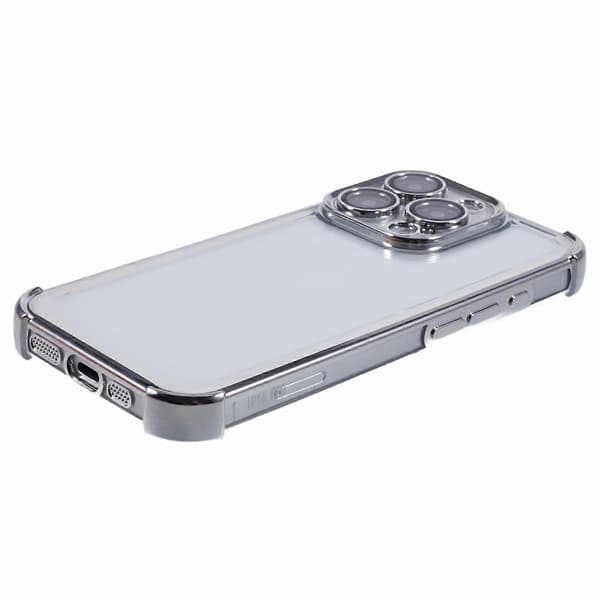 Sähköpinnoitettu läpinäkyvä TPU-puhelinkotelo linssinsuojalla iPhone 16 Pro Maxille