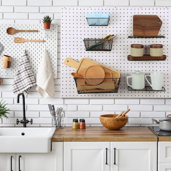 6 stykker pegboard-kurve vægstørrelser til håndværk (sort) sort Black