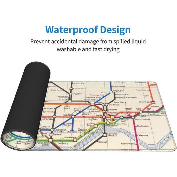 Large Mouse Pad, Desk Mat, London Underground Map Keyboard Computer Extended