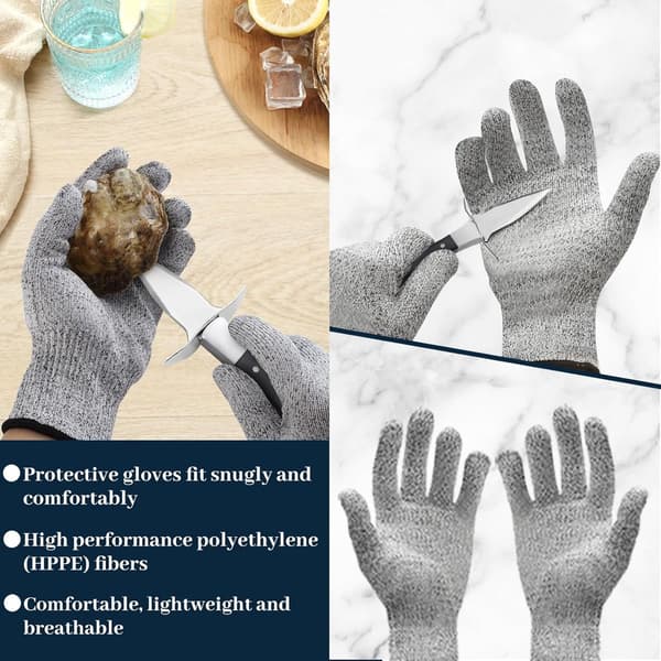2 Oyster Shucking Sets - Oyster Knife with Gloves and Case - for All Shellfish