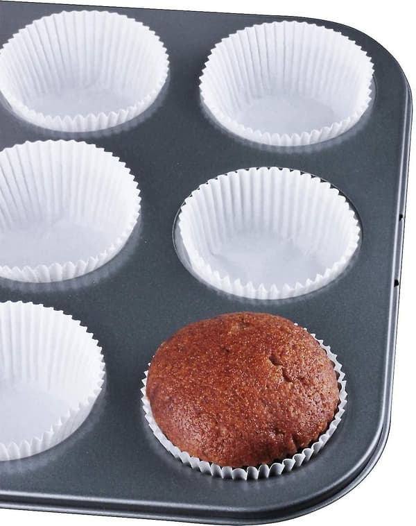 Standard naturlige cupcake-forme 500 stk., lugtfri, fødevarekvalitet og fedtafvisende bageforme i papir, hvide