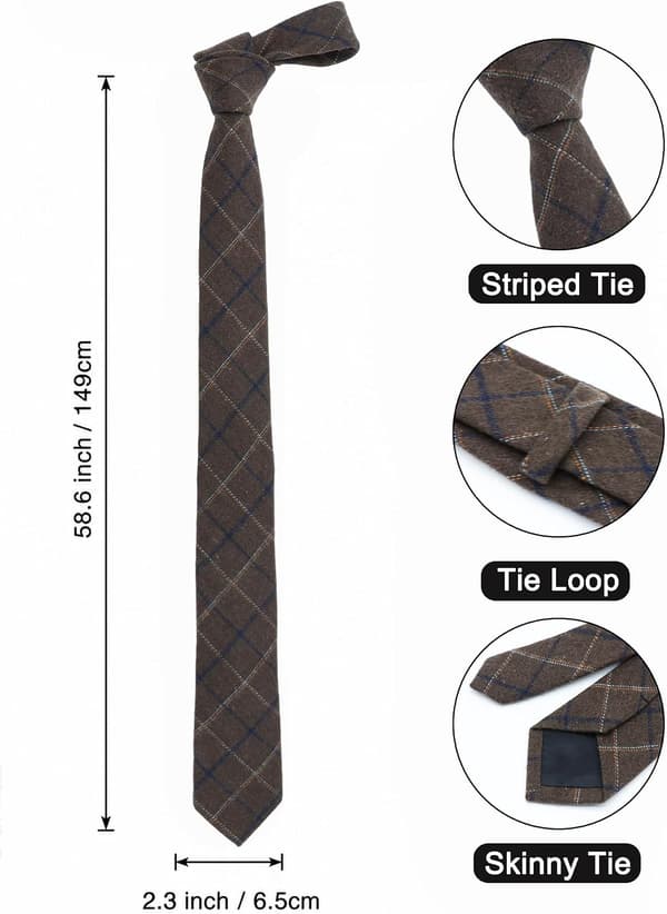 Randig slips för män Smala slipsar för män Klassisk slips Perfekt för affärer Bröllop Examen Brun - Brown