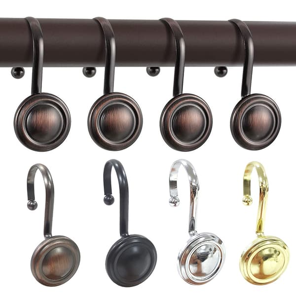 Mustat suihkuverhon koukut - 12 kpl Silver