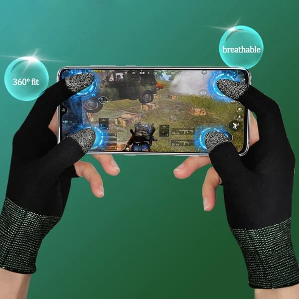 Mobilspil Controller Finger Ærmer Sømløs Tommelfingergreb Svedafvisende To-finger Touchscreen Mobilspilhandsker Hvid