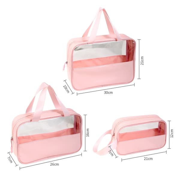 Transparent kosmetisk veske 3-delt (rosa), toalettmappe