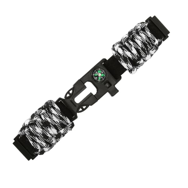 6 i 1 Paracord Urrem 22 mm Spænde med Ildstarter Kompas Fløjte Passer til Huami Sort Hvid Camouflage