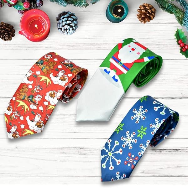 3-pakks juleslips for voksne menn, morsomme slips Nisse Snøfnugg Skjerf for menn, One Size