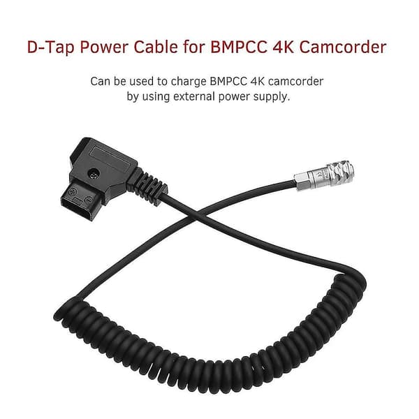 D-tap til BMPCC 4K 2-polet låsende strømkabel til Pocket Cinema Camera 4K til V-monteret batteri