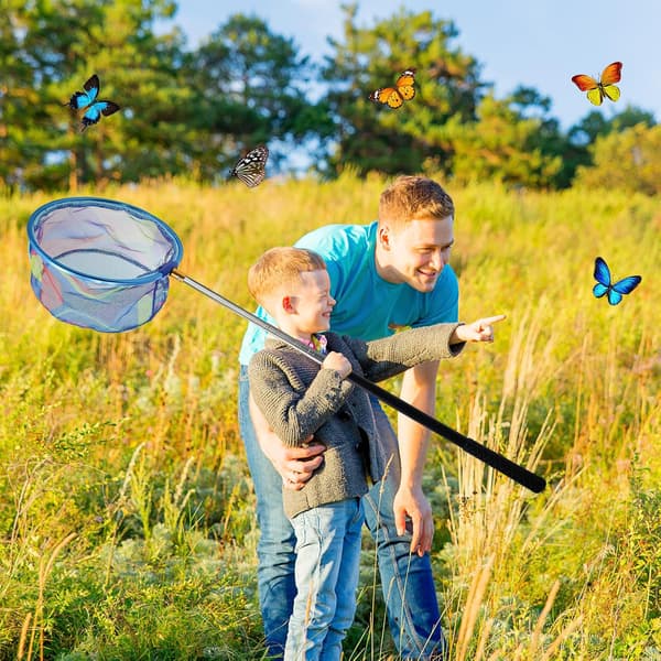 Sommerfuglenet, 66 til 150 cm langt, strækbart, bruges til at fange insekter og sommerfugle.
