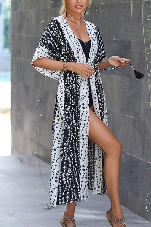 Kimono Klänning för Kvinnor, Morgonrock, Nattlinne, Strandbikini, Badkläder, Sommarklänning, Kofta