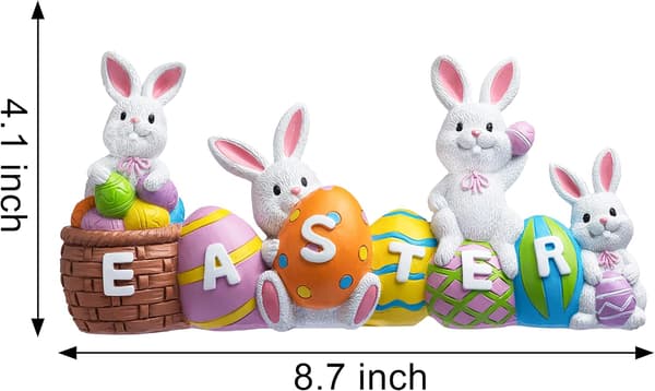 Påskhareägg med \"Påsk\" hartsdekoration 4 kaniner och ägg bordsdekoration påskform