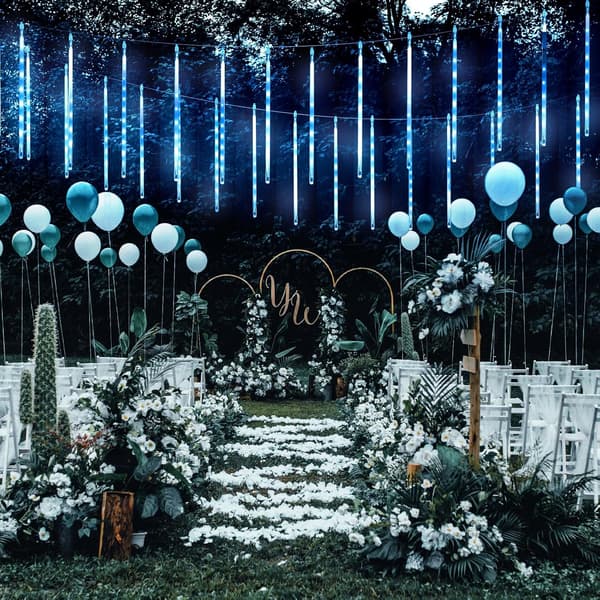 Halloween LED-udendørslamper, meteorregnlys, 8 rør 30 cm julelys udendørs, julepynt, vandtætte lys, udendørs blå-FA-