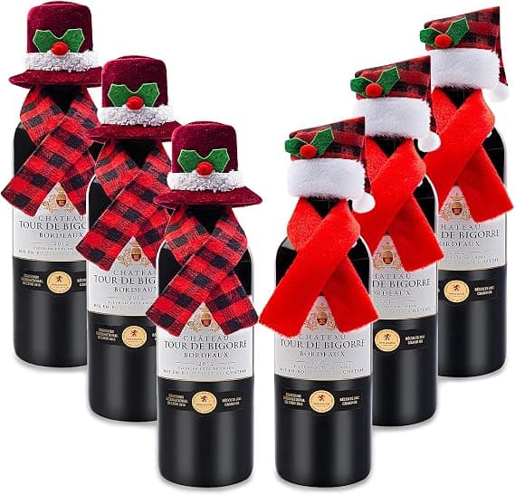 (12 STK.) Jultomte Vinflaskeovertræk Sæt, Mini Jultomteluva