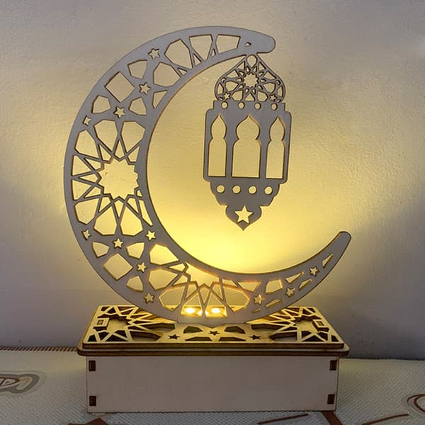 Tre månelampe Eid borddekorasjon håndverk for hjemmeinnredning B B