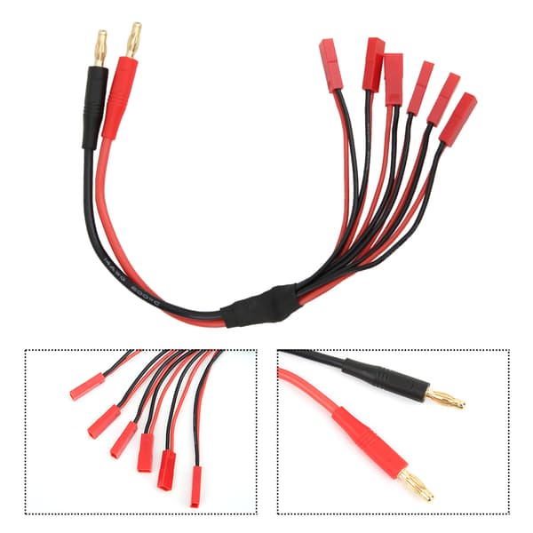 4,0 mm bananstik til 6 JST hunstik 20 cm tilslutningskabel til Imax-oplader B6 B6AC Sort+rød