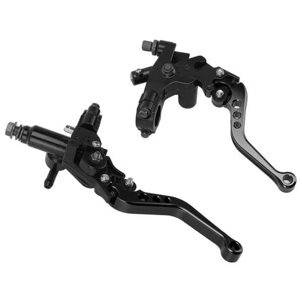 Pair Motorcycle Brake Clutch Pump Levers with Hydraulic Master Cylinder Reservoir Replacement for Suzuki Black