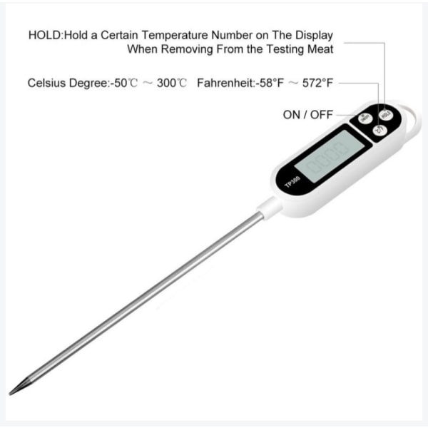 Digitaalinen keittiölämpömittari Kotitalouslämpömittari Uunilämpömittari Ruoanlaittolämpömittari, pitkä anturi, korroosionkestävä, °C/°F Vaihdettava keittiöön, grilliin
