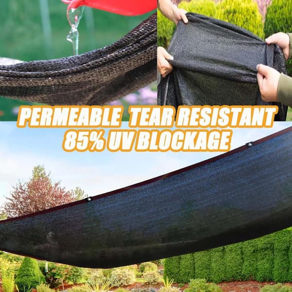 Rektangulær skyggeduk med aluminiumsmaljer, HDPE solbeskyttelse for hageplanter, drivhus, uteplass, pergola, svart 2x4m