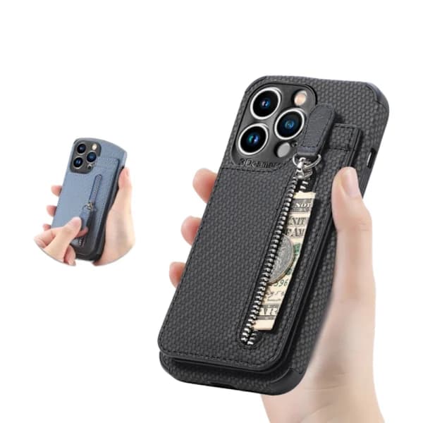 Læder Kortholder Magnetisk Pung Mobilcover iPhone 14 / 14 Pro / 14 Pro Max, iPhone 13 / 13 Pro / 13 Pro Max, iPhone 12 / 12 Pro / 12 Pro Max sort