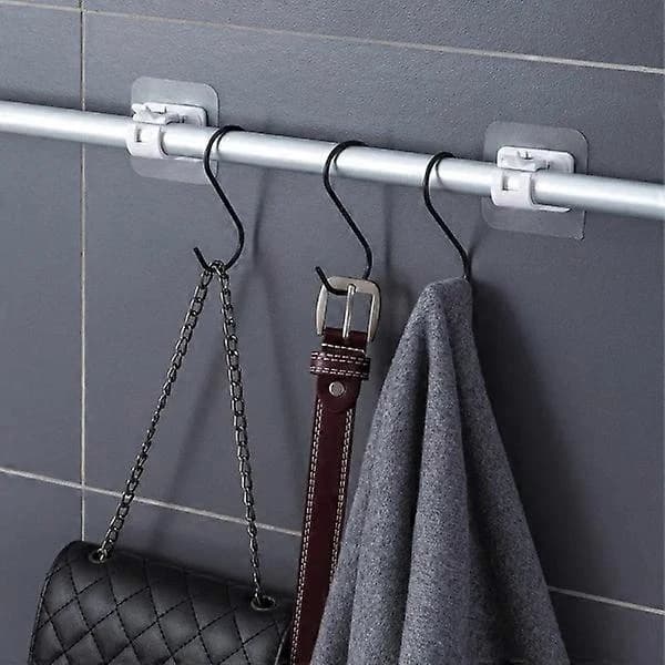 2 Pcs Self-Adhesive Curtain Rod Holders, Easy Curtain Hanging White Transparent
