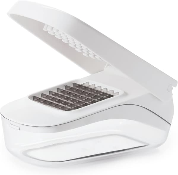 Vegetable Chopper with Easy-Open, Non-Slip Base, Removable Grid, Practical, White
