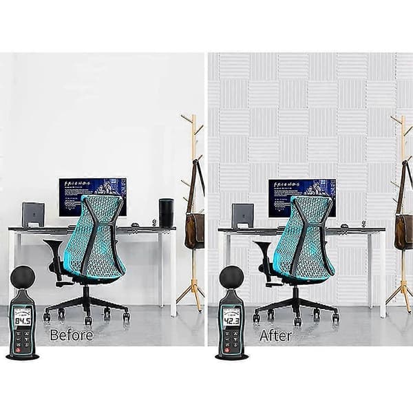 12 stk Akustikkskumplate, Studio Wedge Tile, Akustikkskum Lydisolert Pyramide Studio Behandling Veggpanel, etc, 2,5X30X30cm