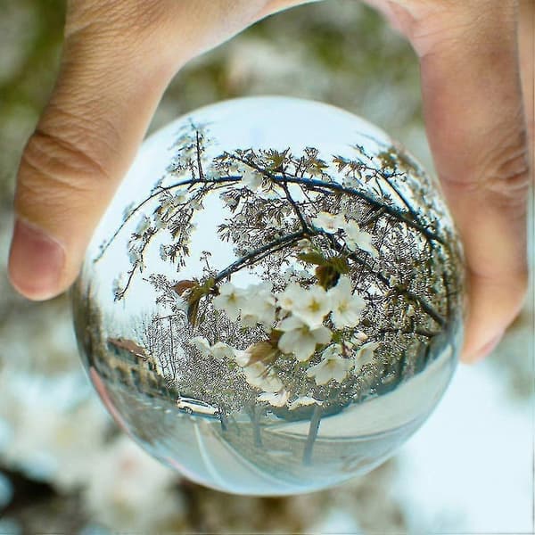 80mm Clear Round Glass Artificial Crystal Healing Ball Sphere Decoration