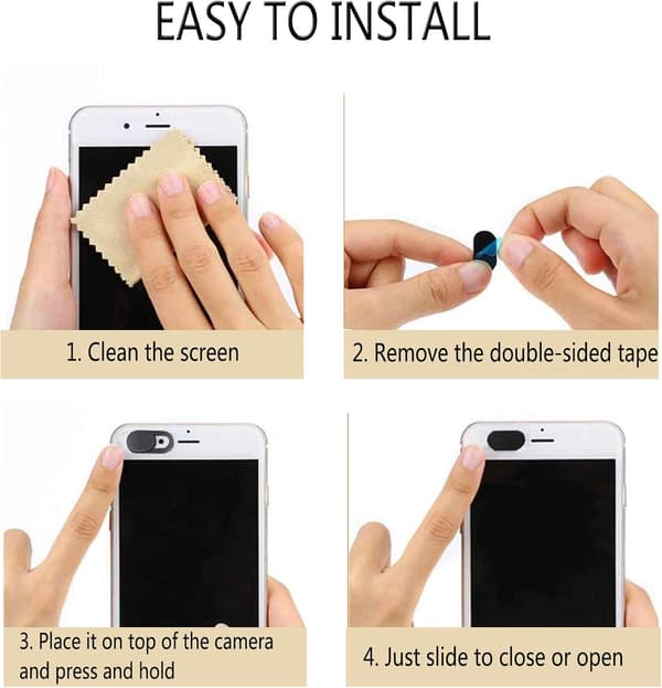 8 stk. webcam-cover (sort), ultratyndt beskyttelse til frontkamera, kamerabeskyttelse til bærbar computer, smartphone, tablet, MacBook Pro, iPad