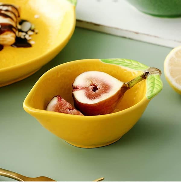4 stk keramiske forrettstallerkener sitronformede sideretter krydder - Lemon