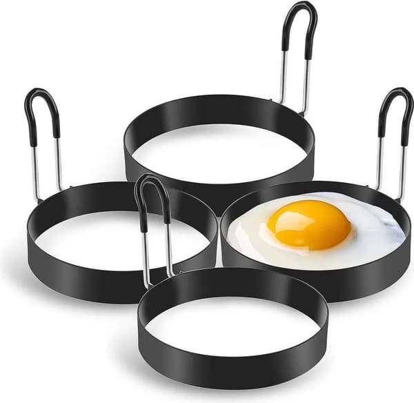 Æggeringe, 4-pak rustfrit stål æggekogningsringe, pandekagepande til stegning af æg og omelet