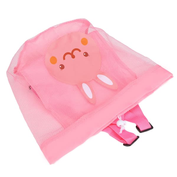 Kids Toy Storage Bag Extra Large Breathable Mesh Bag Foldable Beach Bag with Shoulder Strap Pink
