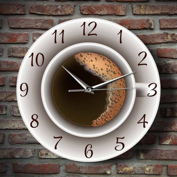 Väggklocka med skumkaffetema för kafé, rumsklocka för hem och kök