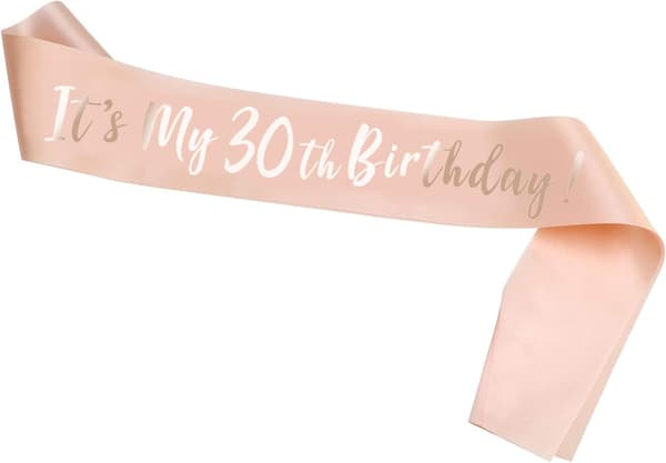Rosegull 30-årsdag Skjerf, Det er min 30-årsdag Satengskjerf for