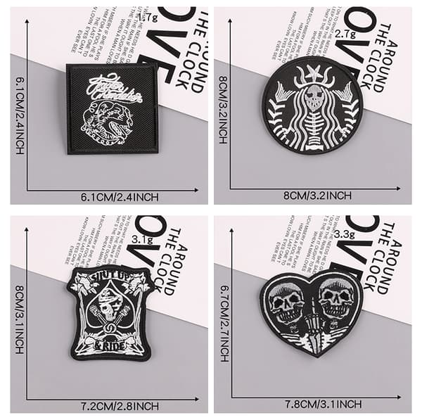 Embroidered Iron-On Patches, (Skull/Punk) 16PCS Patch Sticker, Vint