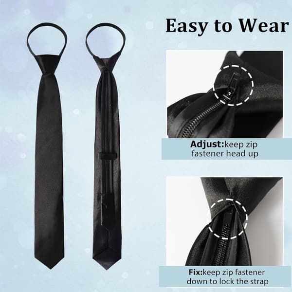 Dame slips, forbundne sort/røde slips til kvinder justerbar lynlås halsbind sort (bred 2,17 tommer) - Black (Wide 2.17 In)
