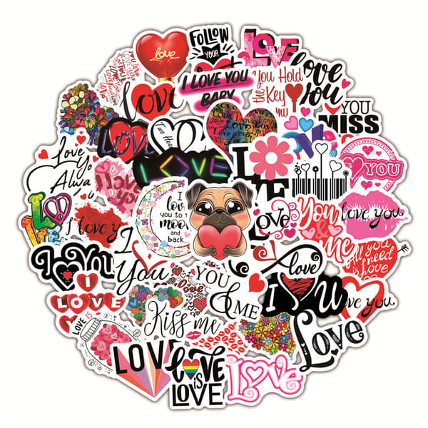 Tarrat 50 kpl Sydän Graffiti Tarrat Vedenpitävät Vinyylitarrat