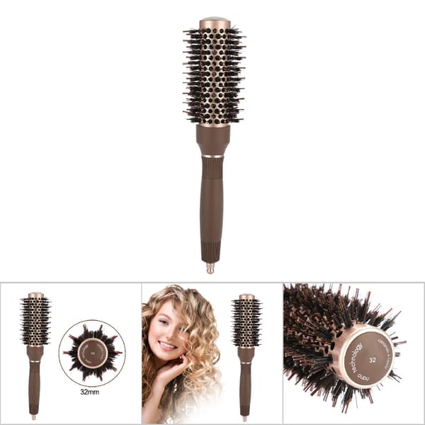 Højkvalitets Anion Antistatisk Rund Hårbørste Salon Styling Børste Kaffe (32mm)