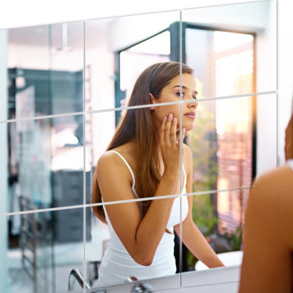 16 Pcs Self-Adhesive Square PVC Mirror Wall Decals for Home Window Tile