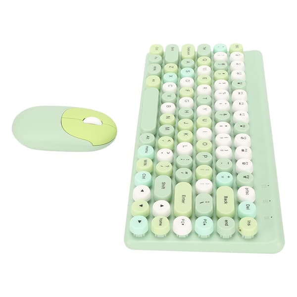 Wireless Keyboard and Mouse Combo 2.4GHz Wireless Mouse 86 Keys Colorful Keyboard Set with USB Receiver Green