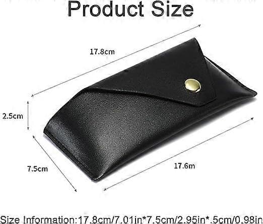 Black Soft Glasses Case, Leather Glasses Case, Glasses Storage, Glasses Case for Women, Glasses Case (17.8*7.5*2.5CM)