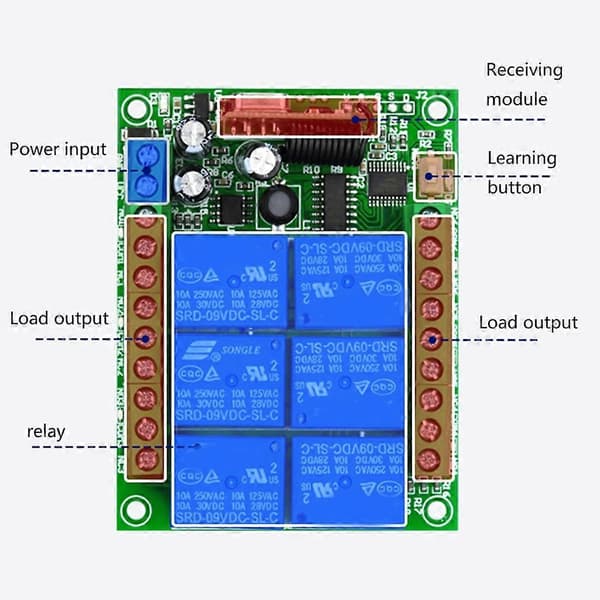 315Mhz 433Mhz 12V-36V 6-channel Relay Module Receiver Wireless Remote Control
