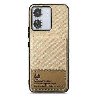 Deksler for Xiaomi Redmi 13C 4G Stofftekstur Lær+PC+TPU RFID-beskyttelse Mobilskall med Kortholder Khaki