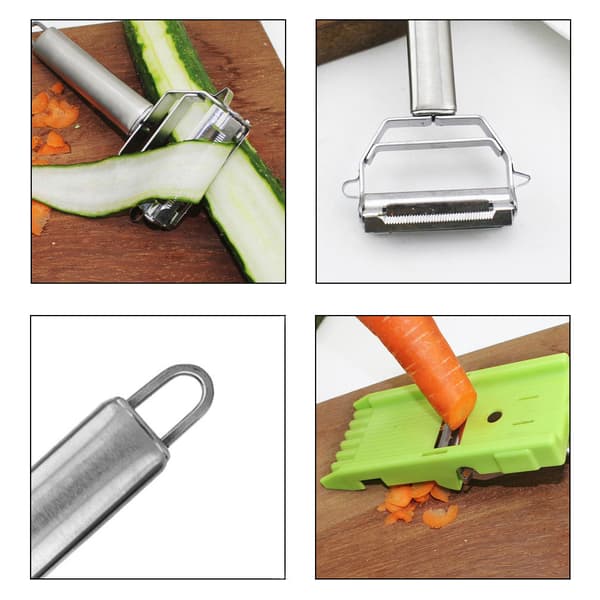 2-in-1 Vegetable Slicer with Handle Easy Manual Cutting Tool for Melons Radish 1pc 1pc