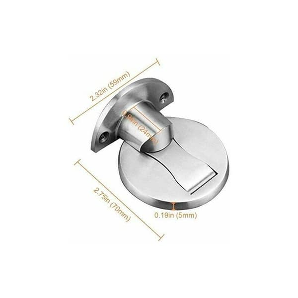 Magnetisk dørstopper i børstet satin-nikkel – usynlig magnetlås – med lim – rustfrit stål –