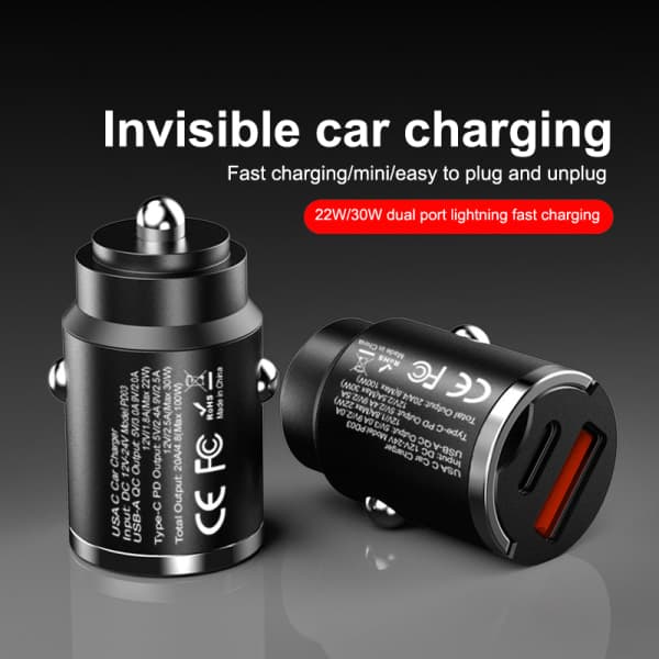 100W autolaturi tupakansytytin PD pikalataus QC3.0 Mini USB Type-C harmaa