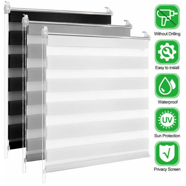 Duo Roller Blind Double Roller Blind Window Blind Grey Side Pull Blind Blackout Klemmfix without drilling 70x120cm