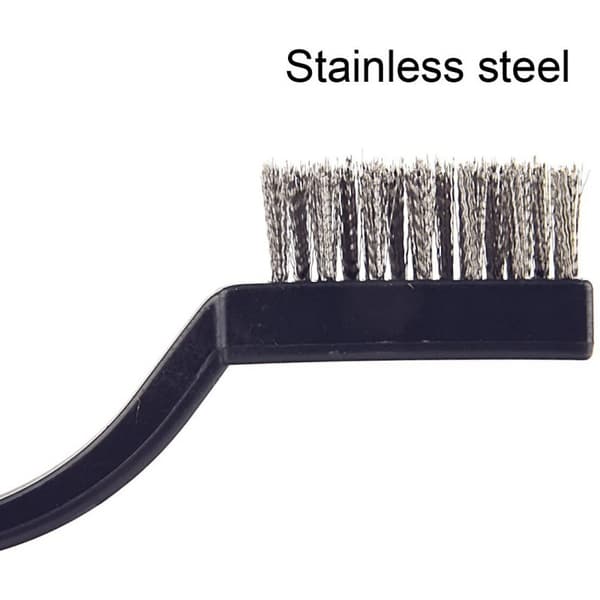 Mini Wire Brushes (20-pack) - Stainless Steel Brushes with Curved Handle